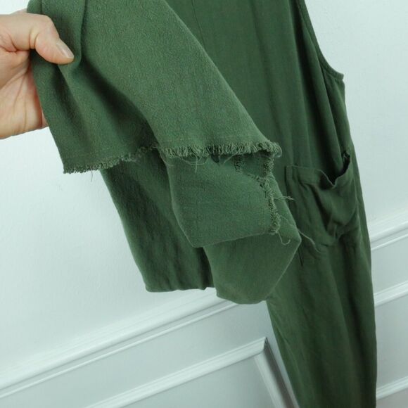 Natural Life Medium Overalls Carly Jumpsuit Linen Blend Olive Green Relaxed Boho - Picture 4 of 7